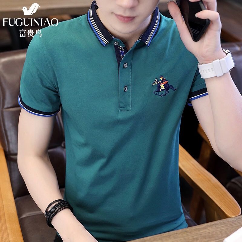 2019 Casual Short Sleeve 95 Cotton T-shirt Men's Polo Shirt Hong Kong Style Standing Collar Trend Youth Summer Half Sleeve Lapel [issued On February 14]