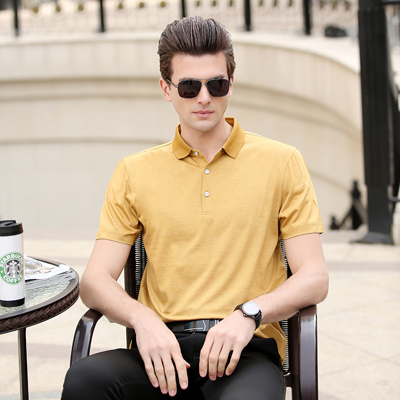 2019 Summer Ice Silk T-shirt Fashion Leisure Solid Color Men's Polo Shirt Trend [issued On February 8]
