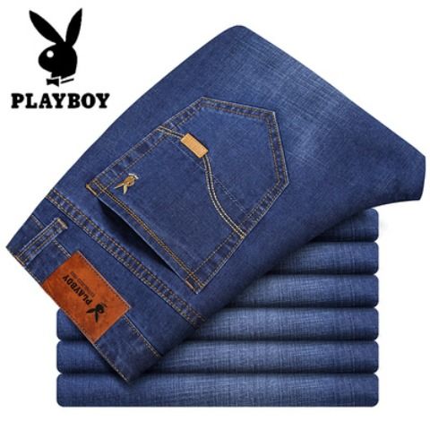 Playboy Men's Jeans Loose Straight Tube Spring Summer New High Waist Middle Age Large Casual Business Men's Wear