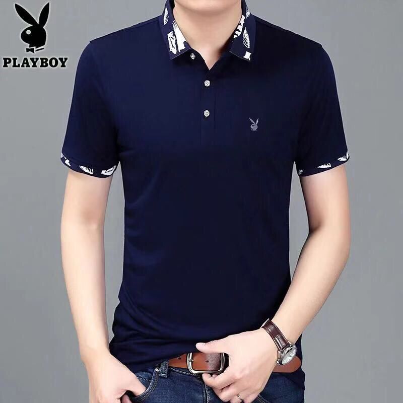 Playboy Men's Short Sleeve Large Polo New Summer Cotton T-shirt Men's Polo Printed T-shirt [issued On February 6]