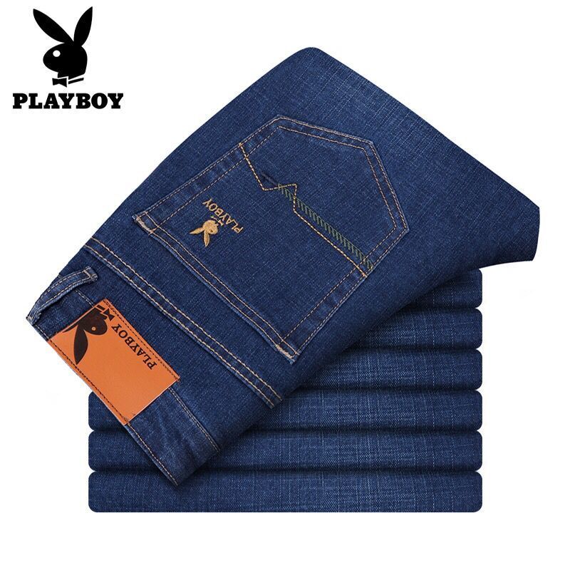 Playboy Jeans Men's Spring And Autumn Loose Straight Elastic High Waist Middle Age Casual Business Men's Big