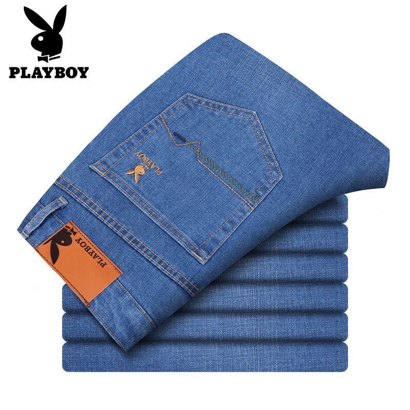 Playboy Jeans Men's Spring And Autumn Loose Straight Elastic High Waist Middle Age Casual Business Men's Big