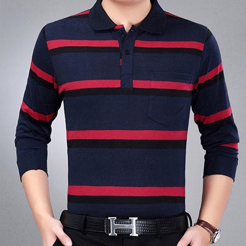Long Sleeve Men's T-shirt Autumn Thin Men's T-shirt Middle Aged Men's Father's Top Polo Polo Long Sleeve