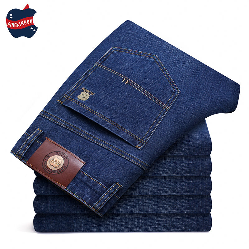 Authentic Apple Jeans Men's Autumn And Winter Thick High Waist Straight Tube Loose Elastic Men's Pants
