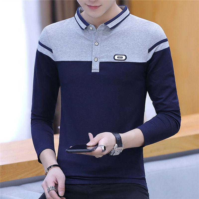 Autumn Long Sleeve T-shirt Men's Korean Version Polo Youth Slim Fit Men's Handsome Base Coat Thin Autumn Clothes [issued On February 11]