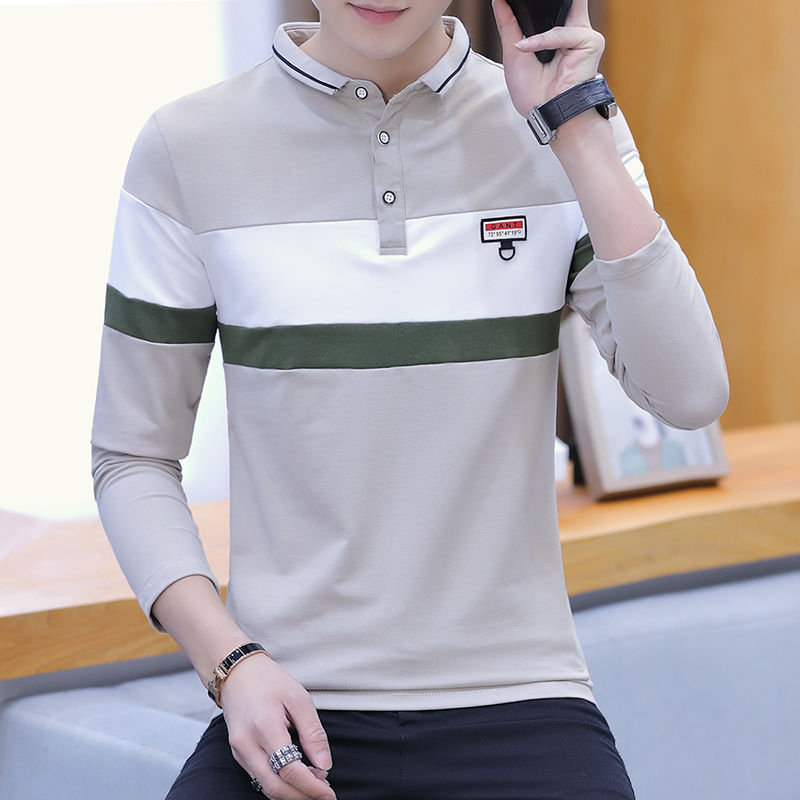 Autumn Long Sleeve T-shirt Men's Korean Version Polo Youth Slim Fit Men's Handsome Base Coat Thin Autumn Clothes [issued On February 11]