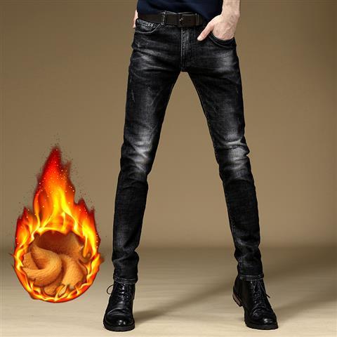 Autumn And Winter Fashion Brand Men's Jeans Slim Elastic Leggings Men's Korean Fashion Black Casual Pants Men's Wear
