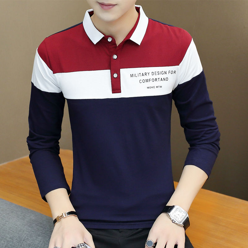 Temperament Long Sleeve T-shirt Men's Korean Cotton Bottoming Shirt Autumn Trend Men's Korean Youth Polo Shirt [issued On February 9]
