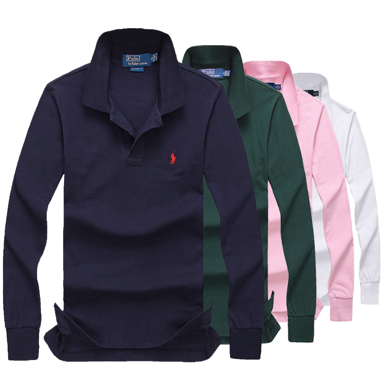 Paul Long Sleeve Polo Shirt T-shirt Men's Pure Cotton Spring Autumn Loose Fat Plus Plus Size Solid Color Top Casual T-shirt