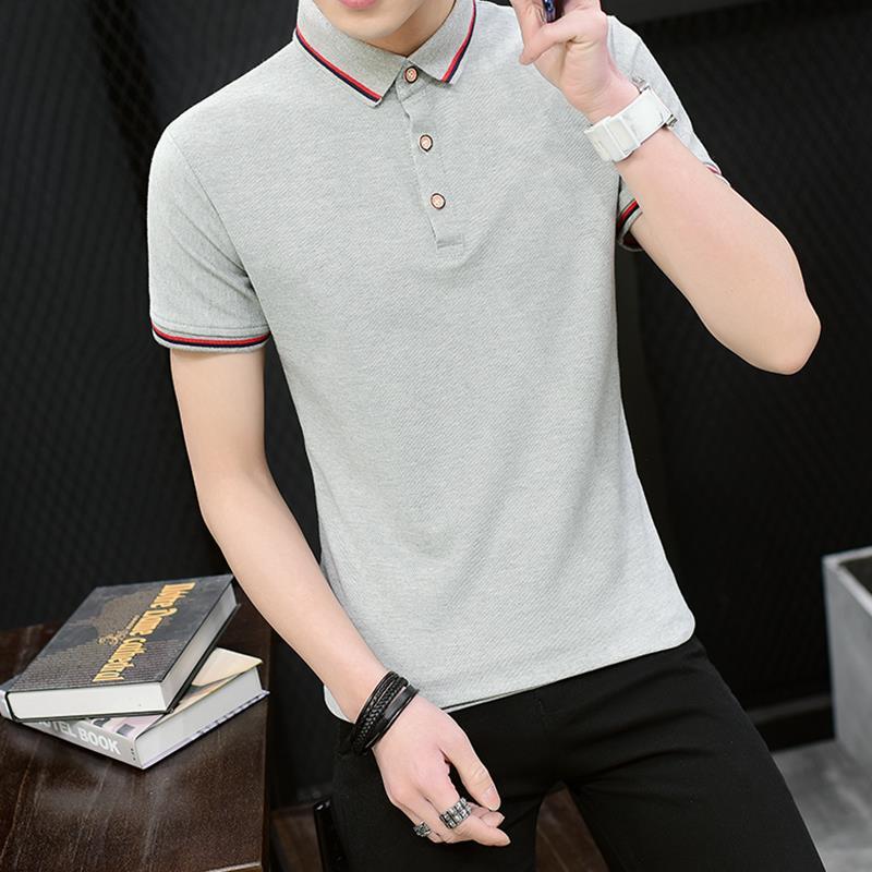 Summer New Men's Short Sleeve T-shirt Men's Slim Polo Shirt Trend Korean Youth Men's Half Sleeve Top
