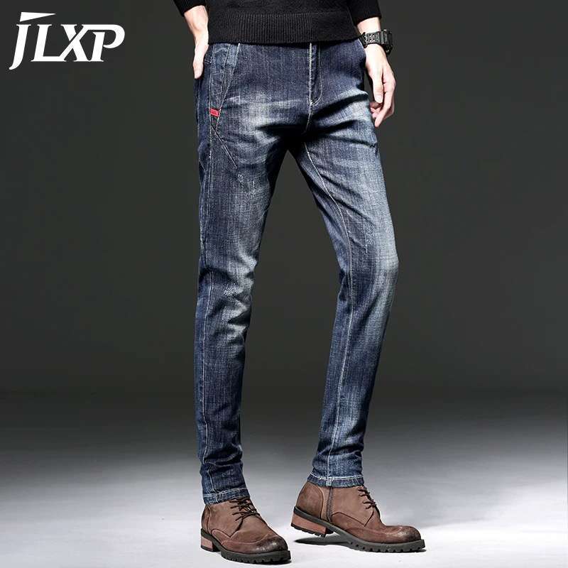 Winter New Plush And Thickened Elastic Jeans Men's Slim Leggings Men's Casual Long Pants Trend