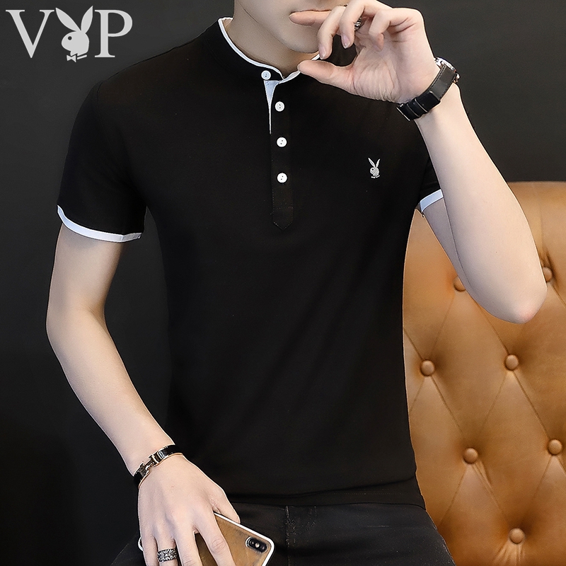 [Playboy VIP] 95 Cotton Men's Summer Lapel Short Sleeve T-shirt Solid Slim Men's Polo [issued On February 9]